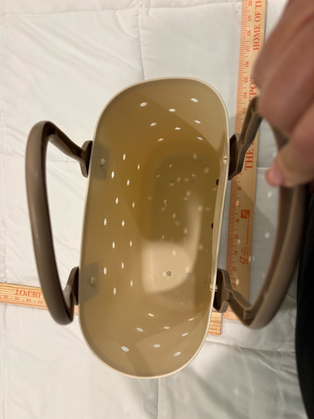 Tan cream Women's Tote Bag with Brown Handles and Yellow Flower Accents - Picture 3 of 8